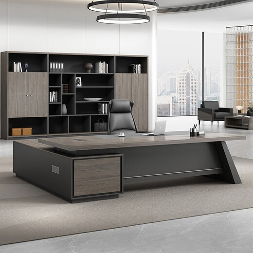 Guiqiu Luxurious and elegant boss desk and chair combination, simple and modern president's office, general manager single executive desk, chairman's office furniture 1.8m boss desk + side cabinet