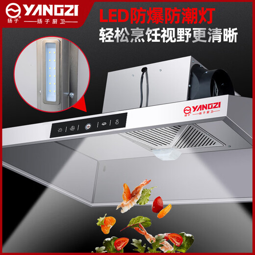 扬子油烟机餐饮厨房大吸力抽油烟机不锈钢商用净化器吸油机排烟罩 1.2*0.6*0.47米单风机型号12801