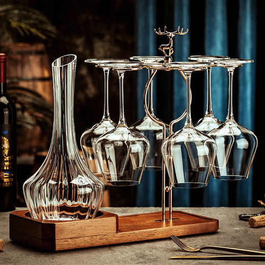 Velos high-end crystal red wine cup for home use all-in-one Burgundy goblet decanter set wine set for friends as a gift Burgundy wine glass eight-piece set 550ml