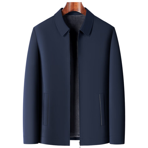 Montagut Mulberry Silk Velvet Jacket Men's 2025 New Spring Autumn Winter Middle-aged Dad Casual Thickened Warm Jacket Navy 38227 Lapel XL (180) Recommended 135-155 Jin Jin equals 0.5 kg