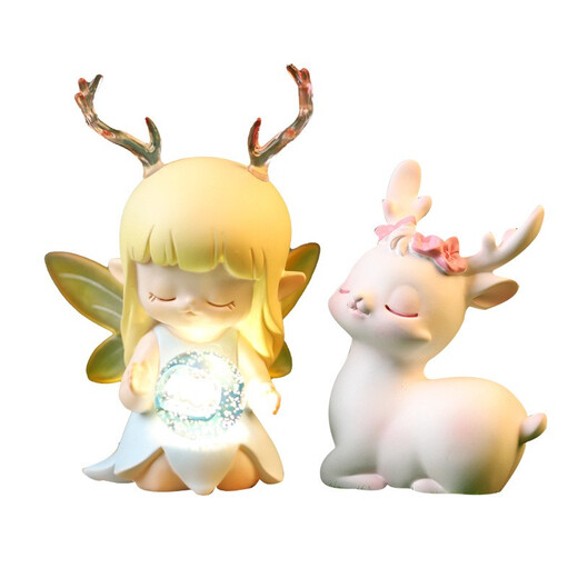 Enchanting cat and deer night lamp desktop decoration girl birthday gift girl high-end feeling to give girlfriend practical gift [yellow] Yilu You night lamp - gift box gift for girls romantic surprise gift