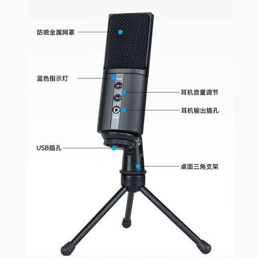 Burren Bell BL520X-USB condenser microphone audiobook special recording equipment professional novel Himalayan mobile phone microphone recitation dubbing broadcast set anchor recording studio level BL520X with cantilever bracket + shock mount set