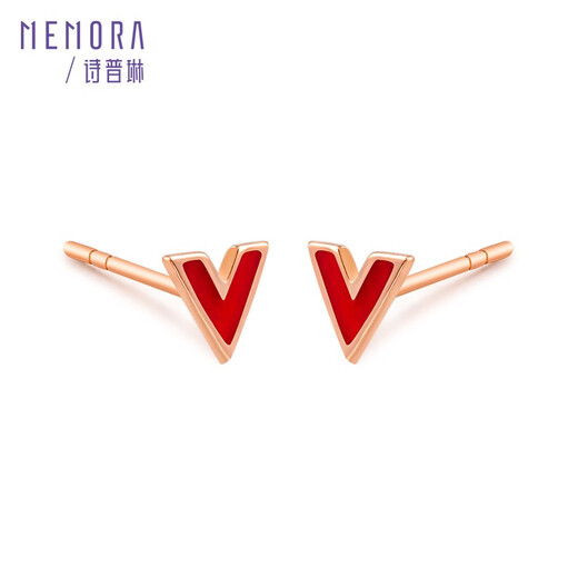 Shiplin Jewelry 18K gold stud earrings 18K gold rose V-shaped earrings 18K rose gold