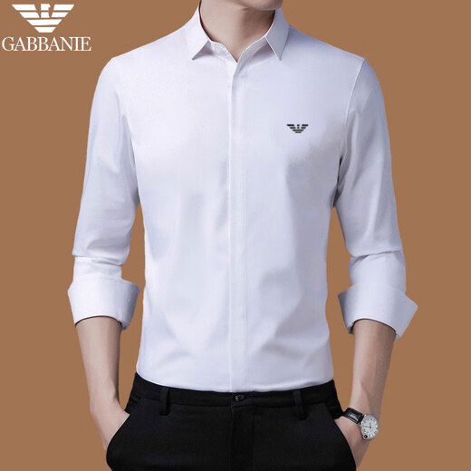 Falai Armani Mente à manches à manches longues Business Business White professionnel décontracté sans repasser le Top QWJ-716 / Contrôle d'accès secret blanc pour hommes L 170