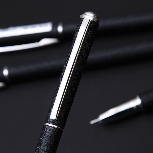 褶皱防滑笔杆金属笔0.5mm黑色中性笔水笔高颜值细杆重手感商务办公签字笔盒装笔芯学生ins日系刷题笔 kx5009金属笔-黑色单支(0.5mm黑) 0.5mm