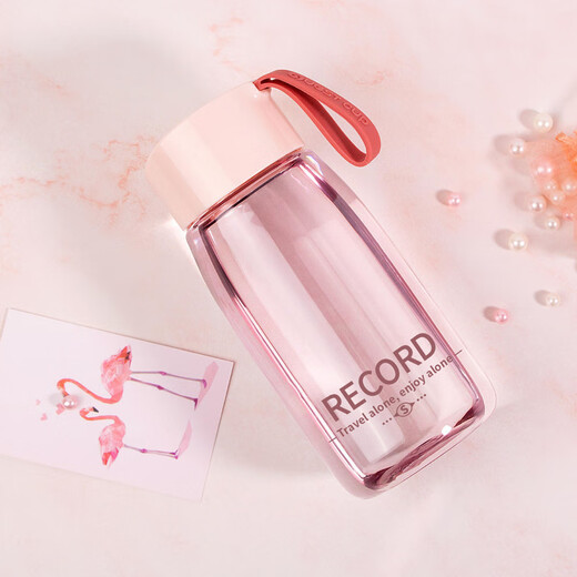 Household sisters water cup for women, cute, compact, portable plastic student simple high temperature resistant drinking tea cup, color through - navy blue 380ml