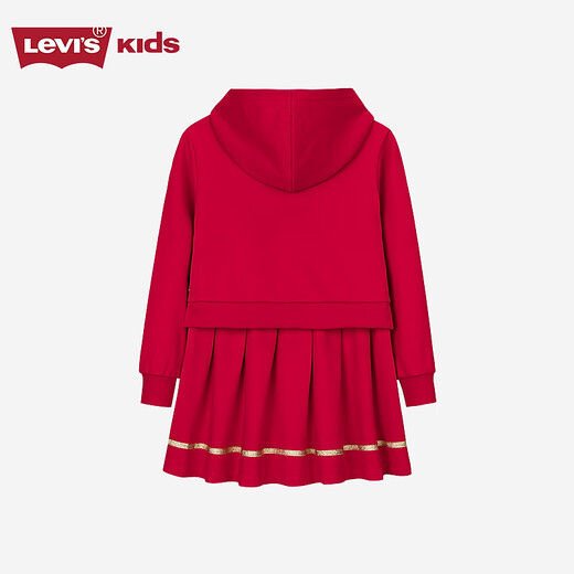 Levi s Levis children's clothing girls pure cotton terry dress 2025 zodiac style children's Spring Festival clothes super red 110/52 recommended height 98-104cm