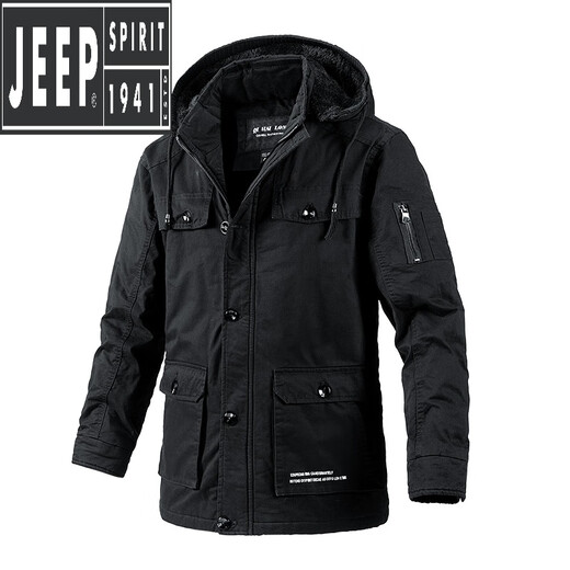 
Jeep (JEEP) pure cotton winter cotton coat men's winter cotton jacket plus velvet thickened jacket cotton tooling black 9832 (added velvet) 3XL