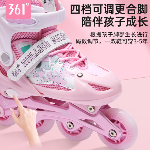 361 patines para niños para niños Patinillos para niños y niñas Patinetes Flash Roller Wally Tamaño ajustable Pink S Tamaño