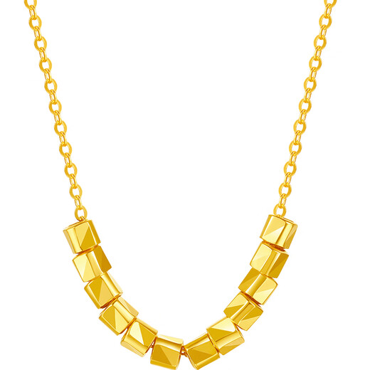 Saturday Fu 5G craft gold necklace women's sugar cube pendant birthday gift price A0612644 about 3.19g