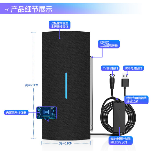 HGooG New DTMB ground wave digital TV antenna rural indoor and outdoor universal free HD signal receiver old-fashioned home set-top box wireless receiver HD set-top box + flagship upgraded version (universal for TV) 10 meters