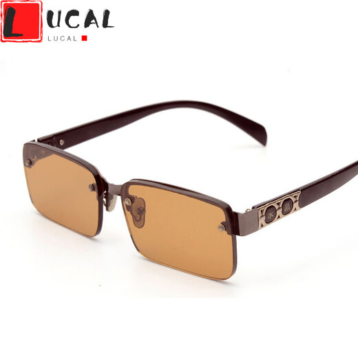 LUCALY anti-glare glasses men's new stone mirror men's brown non-prescription flat mirror women middle-aged and elderly crystal sunglasses.// black frame white lens