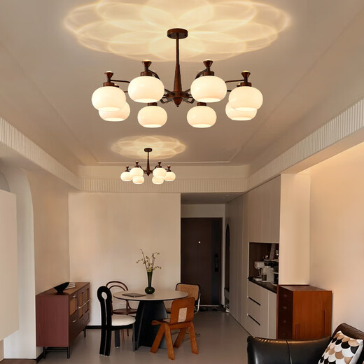 Aozzo Livrée Medium Living Chandelier 2025 Nouveau Persimmon Light French Retro Hall Master Light Light Magic Bean Éclairage [Homme [série] Salle de vie et de salle à manger TCLE9793