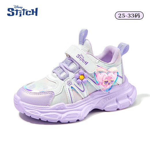 Disney children's shoes girls spring and autumn single-mile sneakers princess style girls outdoor running shoes DST1102 purple size 29