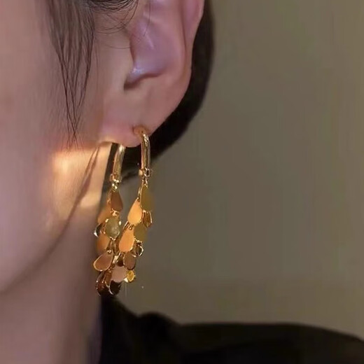 Idel niche design high-end metal sequin tassel earrings for women light luxury fashion versatile 2025 new trendy earrings metal sequin tassel earrings E2650