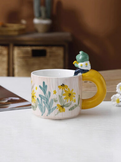 Yuanlong Cartoon Cute Water Cup Cute Pet Handmade Animal Cup Cat Snail Ceramic Cup Underglaze Color Mug Animal World-Frog Cup
