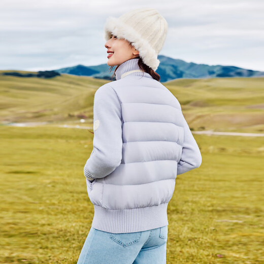 Nuevo estilo de chaqueta delgada de mujeres en la nieve en otoño e invierno para mujeres, empalmando diseño de punto para la chaqueta de pato corta y de moda de las mujeres Qinglu Zi 6195 170/92a