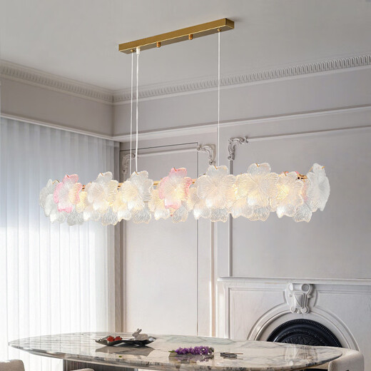 Mingjiang Style 2024 Nouveaux lustres français Postmodern Light Luxury Perle Verle Salon chambre à coucher de chambre à manger Crème Style Lampe LVD9922-100 + 60 Double couche transparente trois couleurs (rose) Installation de paquet
