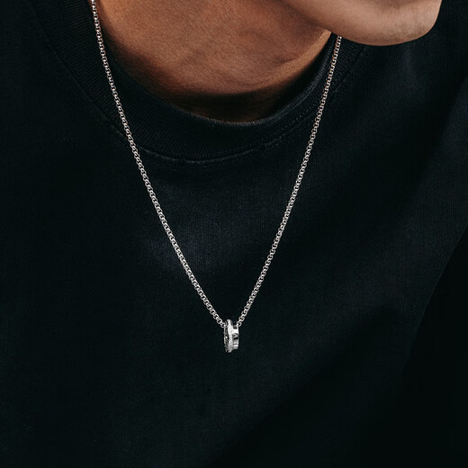 Mingyang Decorative Sea 925 Silver Necklace Men's Ring Pendant Trendy Personality Simple and Versatile Men's Fashion Accessories Gift for Boyfriend JD Quick Release Sterling Silver Pendant + Steel Chain 55cm