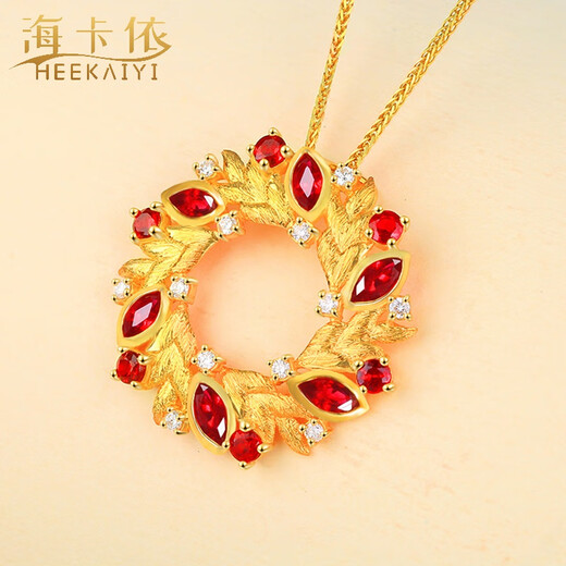 Haikai Necklace Women's Pigeon Blood Ruby Necklace Luxury Jewelry Valentine's Day Birthday Gift for Wife Pigeon Blood Ruby Necklace (1.1CT/Selected Flawless)