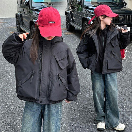 
Pudding fish girl jacket children's jacket autumn and winter clothes medium and large children Korean casual top three-in-one fashionable girls top 983 jacket thickened jacket + inner liner 160