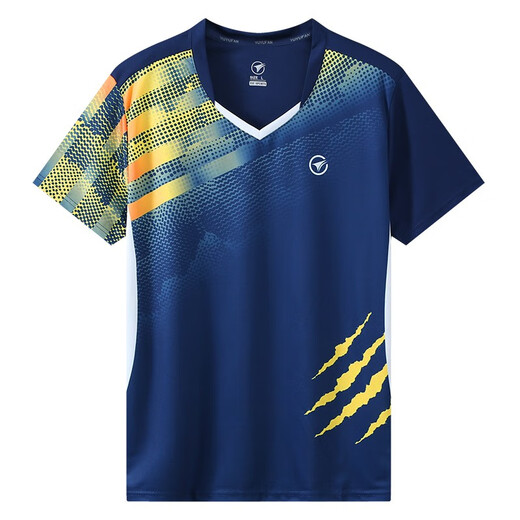 SaintsYno's new badminton suit women's sports quick-drying breathable short-sleeved shorts men's competition suit table tennis jersey customization 3880 women's blue top + K3 black pants 2XL