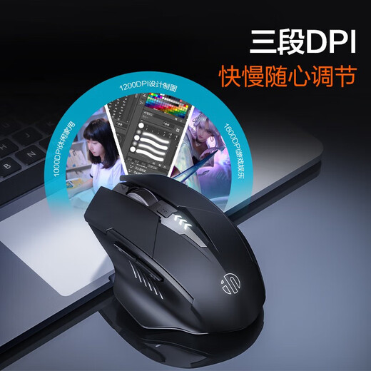 英菲克（INPHIC）A1无线蓝牙鼠标可充电三模电量显示静音办公家用便携人体工学笔记本电脑台式机2.4G通用便携TyP-C 【店长推荐+蓝牙三模电量显示+Type充电】A1黑