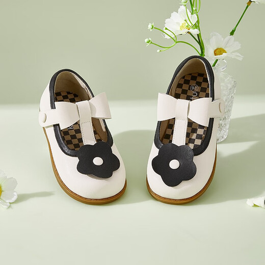 Carter Rabbit Children's Shoes Autumn Baby Princess Shoes Soft Sole Fashionable British Small Leather Shoes Girls Banquet Shoes White Black 25 Inner Length 15.5cm Foot Length 14.3-14.9