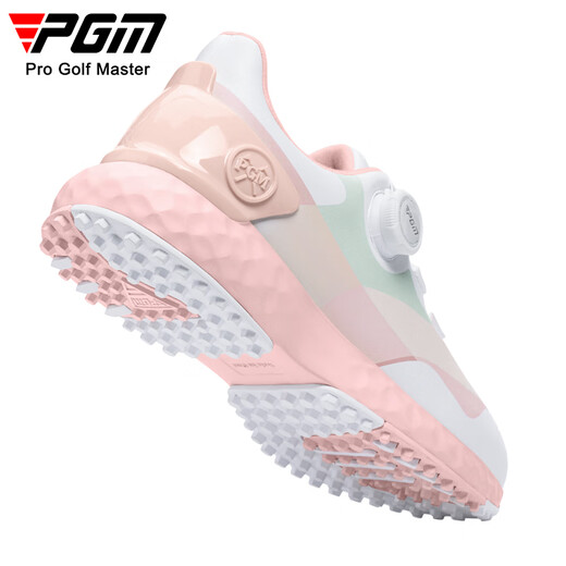 PGM golf women's waterproof shoes knob lace sneakers anti-slip spikes golf shoes white pink size 38