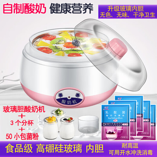 趣器具酸奶机家用全自动多功能迷你高硼硅玻璃胆自制发酵米酒温水 玻璃内胆酸奶机+50小包菌粉