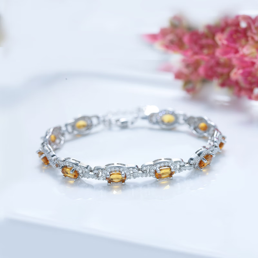 GEM STONE KINGGSK 8 carat citrine bracelet 925 silver colored gemstone light luxury fashion birthday gift for girlfriend and wife
