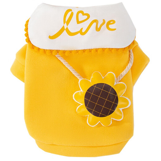 Yu Yangxuan dog and cat clothes Teddy Bichon sweatshirt Cartoon vest puppy puppy small dog pet cat clothes warm autumn new style yellow three-dimensional sunflower shoulder bag XL recommended weight 11-15 Jin [Jin equals 0.5 kg]