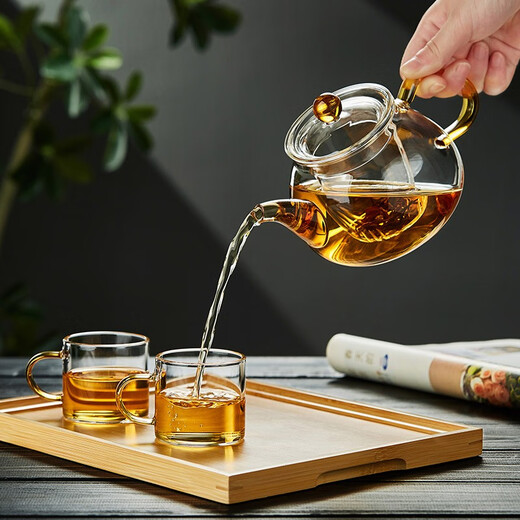 美斯尼 玻璃茶壶泡茶壶加厚带过滤内胆茶具套装泡茶器办公家用玻璃茶壶 圆珠壶 690ml