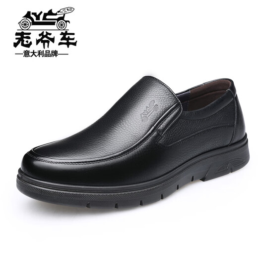 Chaussures en cuir de voiture classiques pour hommes Chaussures en cuir décontractées en cuir authentique pour hommes en automne et hiver plus chaussures en velours papa