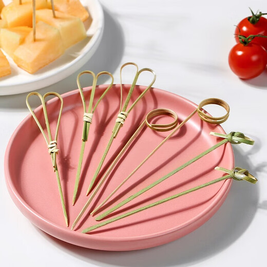 Millennium Lovewood disposable fruit skewers, artistic flower skewers, bamboo skewers, creative candied haws skewers, burger skewers, snack decoration skewers, red scissor skewers 12cm (100 pieces)