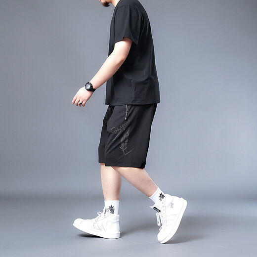 ZHIDOUDOU200斤至300斤大胖子夏天穿的大码男装大码运动套装男夏季2022新款 黑色9922 11XL xl 建议125-140斤