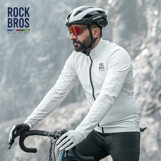 Locke Brothers Cycling Clothes Cycling Road Series Long Sleeve Tops Men's Autumn and Winter Warm Road Cycling Sportswear Black XL