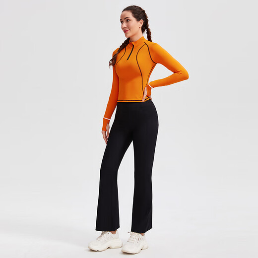 Cosleaf yoga clothes long-sleeved women's slim half-zip fitness clothes autumn and winter Pilates training and cycling NSRF2342403 bright orange S (recommended 80-95Jin Jin equals 0.5kg)