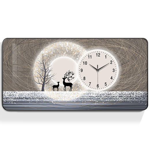 
Chuangjingyi selected restaurant wall clock decoration paintings, creative paintings on the dining room wall with clocks, living room art with clocks, wall clocks, living room art, HM3523 80*40cm x aluminum alloy rounded frame-Huagui Gold