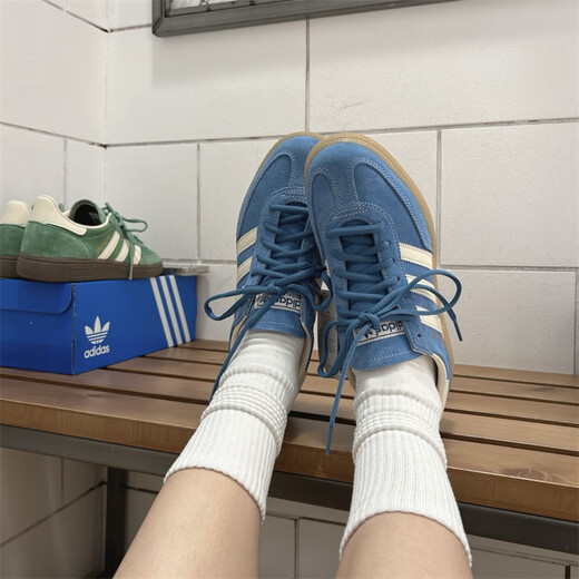 Adidas ORIGINALS HANDBALL SPZL non-slip wear-resistant lightweight low-cut men's and women's sports and leisure sneakers IG6194 blue and white 38.5 (235mm)