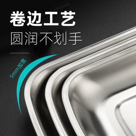 Onlycook dinner plate 304 stainless steel barbecue hot pot side dish home kitchen plate preparation plate tray square plate large/single