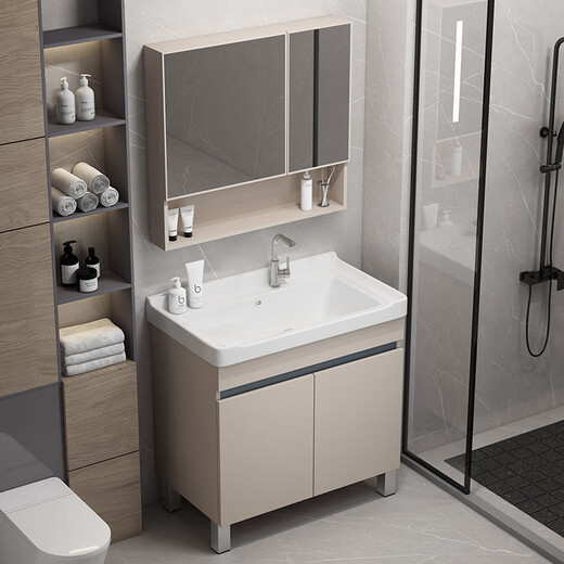 HKFF Honeycomb Lavado de aluminio Gabinete de lavado de baño Balcón Balcón de lavado Gabinete de baño Fregadero integrado F828 Gabinete de lavado de 70 cm
