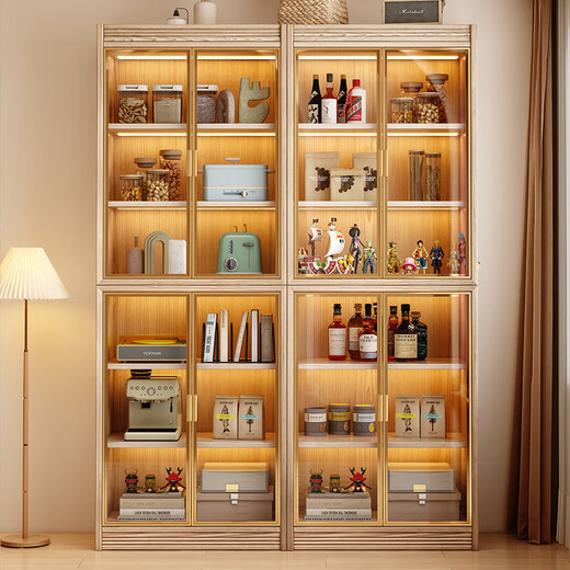 Big Leaf and Maple Counter Cabinet Shop Wooden Wooden Cabinet Cabinet Light Luxury Cabinet Cabinet Cabinet Cabinet Cabinet Cabinet Storage 1.6-meter three-door Border Cabinet