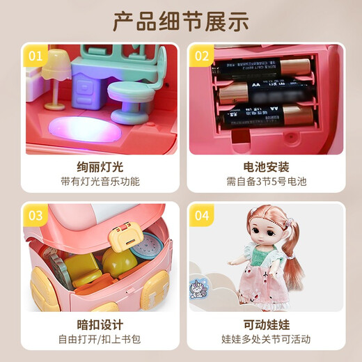 Yasni Doll Villa Princess House spielen Haus Toys Schultasche deformiert Dressing Puppe DIY Girls Geburtstagsgeschenk