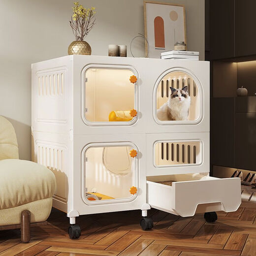 Cat cage, cat toilet and litter box all-in-one household indoor small-sized cat villa, kitten cage and cat house 35*45*36 basic cat litter box + cat litter shovel + ladder