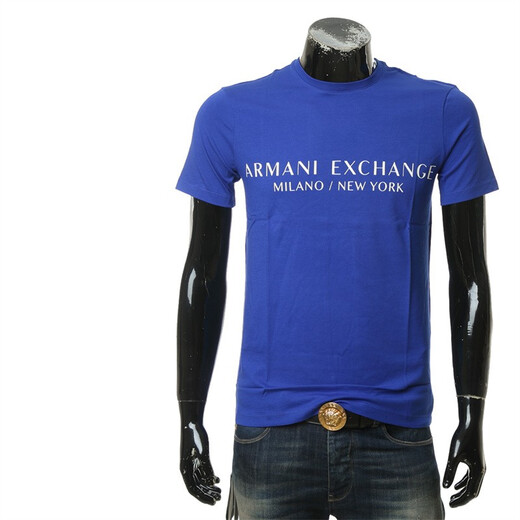 ARMANI/阿玛尼 AX 男士字母印花休闲短袖圆领T恤 8NZT72 Z8H4Z 蓝色 1506 XS