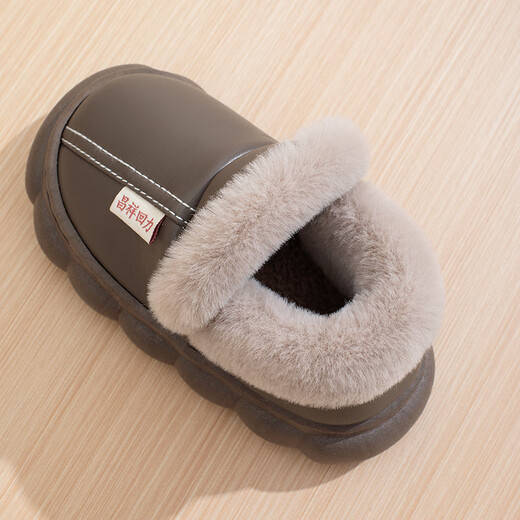 Candy astringent winter parent-child waterproof cotton slippers for boys and girls with poop-feeling soft soles and non-slip indoor home warm bag and cotton shoes. Triangular cotton shoes - pink 34-35, inner length 21CM