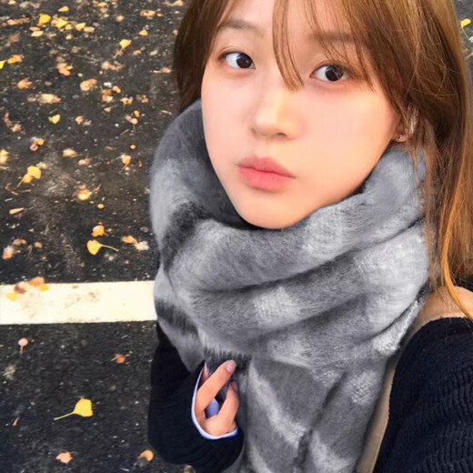 Shekare Gray Whitening Skin Friendly Couple Scarf Men's New Gradient Plaid Autumn and Winter Warm Scarf Student Couple Gift Night in Paris