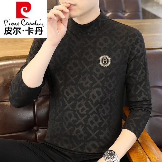 皮尔卡丹（pierre cardin）品牌男士长袖德绒t恤男2025新款潮流印花卫衣秋冬季中领修身打底 白色 6630 M (90-105斤)