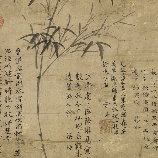 元倪瓒春雨新篁图墨竹图古代花鸟画卷轴复仿古画挂画 元钱选芙蓉鸳鸯图12392 30X54厘米（喷绘画心尺寸） 装G